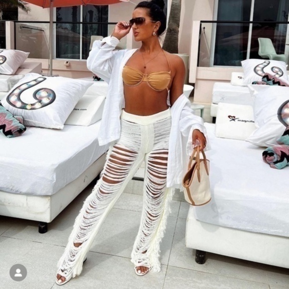 - knitted tassel trousers